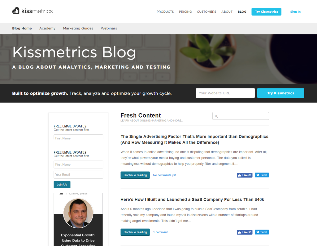 Kissmetrics blog