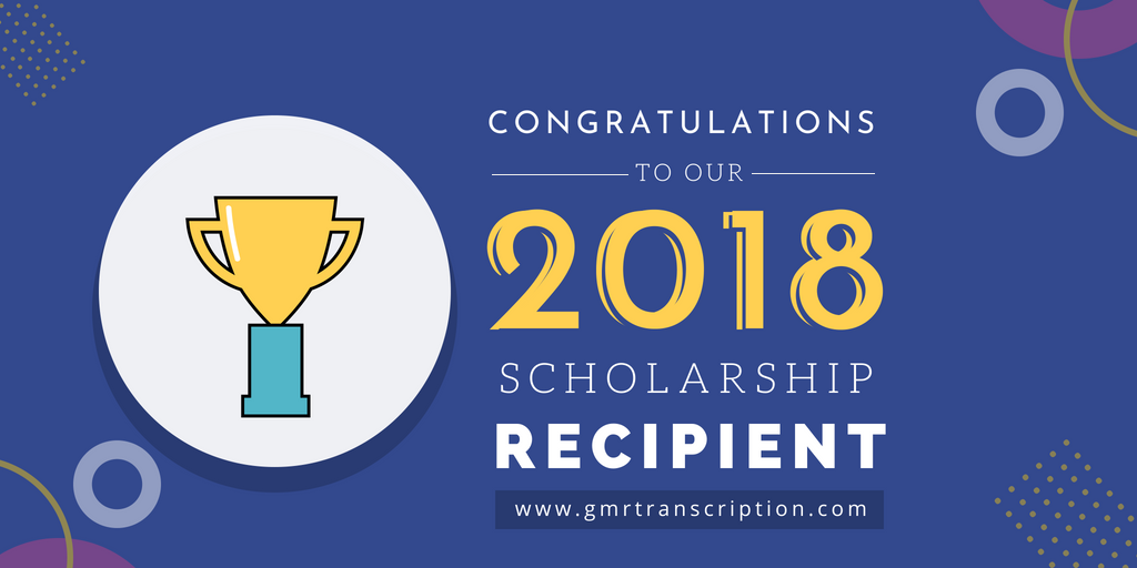Announcing  GMR Transcription Scholarship Winner:  Morgan Cook